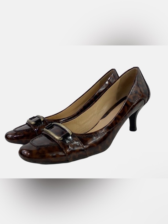 Cole Haan Shoes - Cole Haan Women's Tortoise Patent Leather Heel Pumps Metal Buckle Brown Sz 9.5